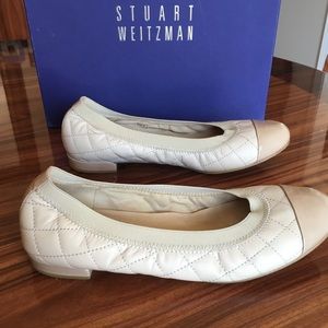Stuart Weitzman leather ballet flats beige leather